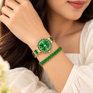 Emerald Luxe Watch & Bracelet Set