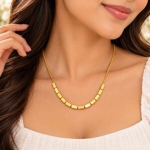 Golden Geometric Link Necklace